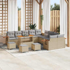 Garden bench set with cushions 14 pcs Beige and Light Grey