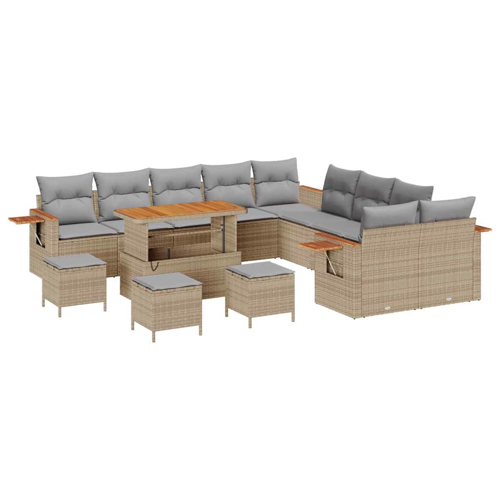 Tuinbankenset met kussen 14 pcs Beige en Licht Grijs