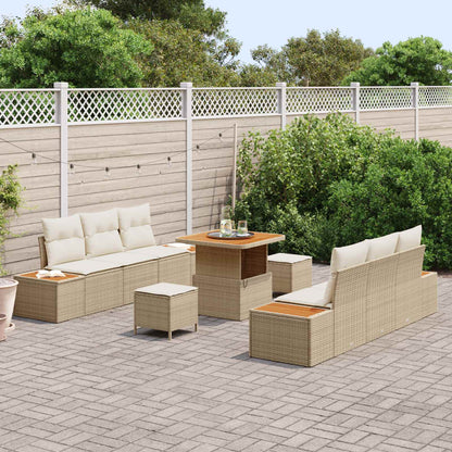 Tuinbankenset met kussen 9 pcs Beige en Crème