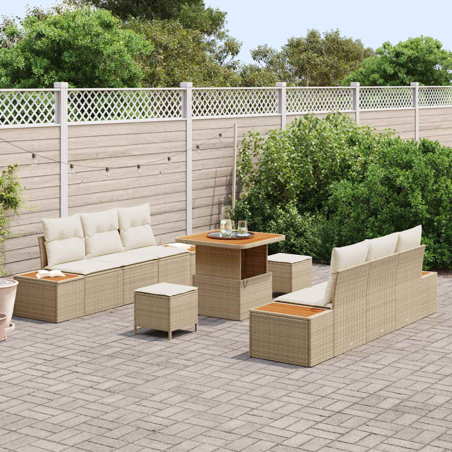 Tuinbankenset met kussen 9 pcs Beige en Crème