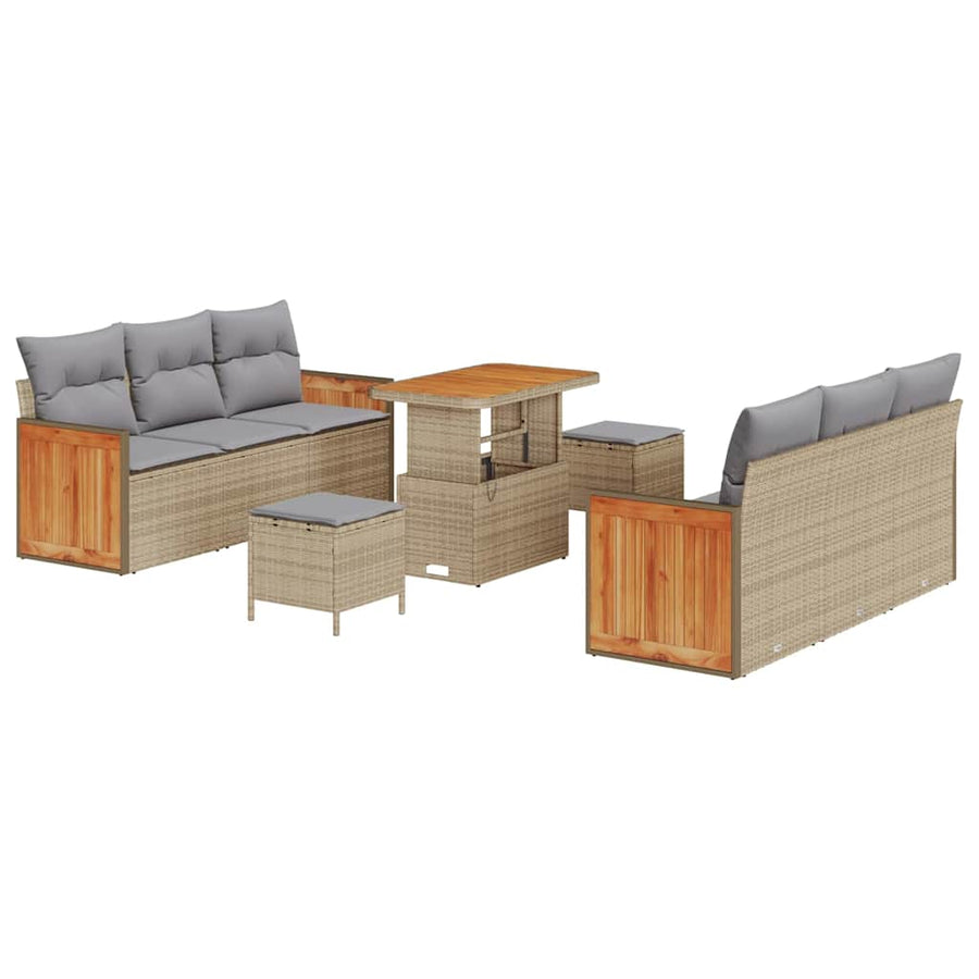 Tuinbankenset met kussen 9 pcs Beige en Licht Grijs