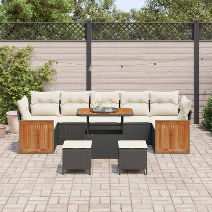 Tuinbankenset met kussen 10 pcs Zwart en Crème