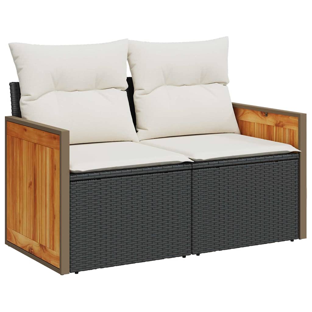 Tuinbankenset met kussen 8 pcs Zwart en Crème