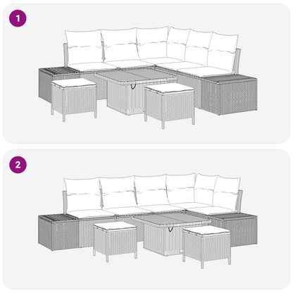 Tuinbankenset met kussen 8 pcs Beige en Crème