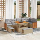 Garden Bench Set with Cushion 9 pcs Beige and Light Grey