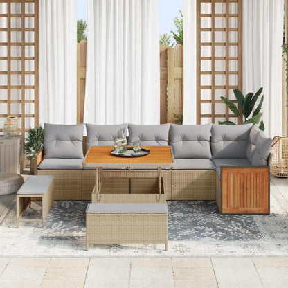 Tuinbankenset met kussen 9 pcs Beige en Licht Grijs