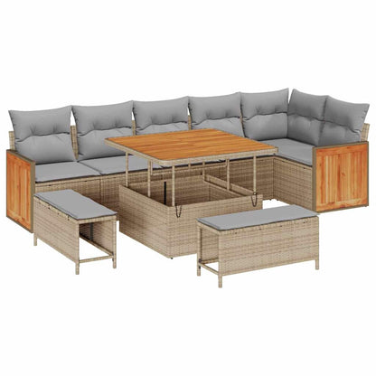 Tuinbankenset met kussen 9 pcs Beige en Licht Grijs