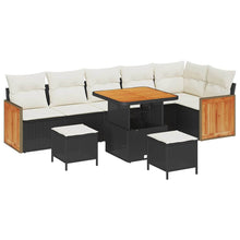 Tuinbankenset met kussen 9 pcs Zwart en Crème