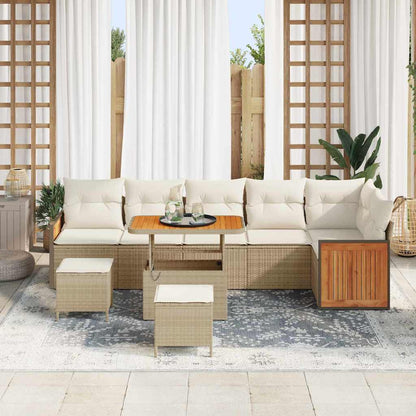 Tuinbankenset met kussen 9 pcs Beige en Crème
