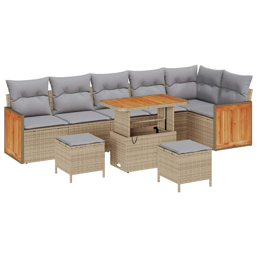 Tuinbankenset met kussen 9 pcs Beige en Licht Grijs
