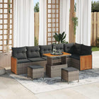 Garden Lounge Set 9 pcs Grey Poly Rattan and Powder-Coated Steel