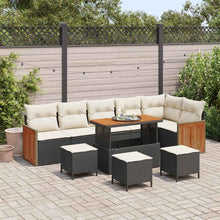 Tuinbankenset met kussen 10 pcs Zwart en Crème