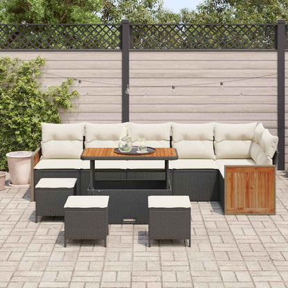 Tuinbankenset met kussen 10 pcs Zwart en Crème