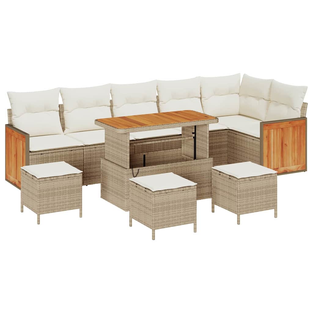 Tuinbankenset met kussen 10 pcs Beige en Crème