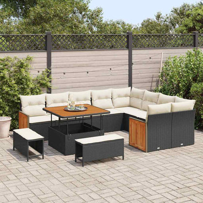 Tuinbankenset met kussen 12 pcs Zwart en Crème