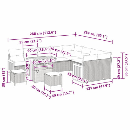 Tuinbankenset met kussen 12 pcs Zwart en Crème