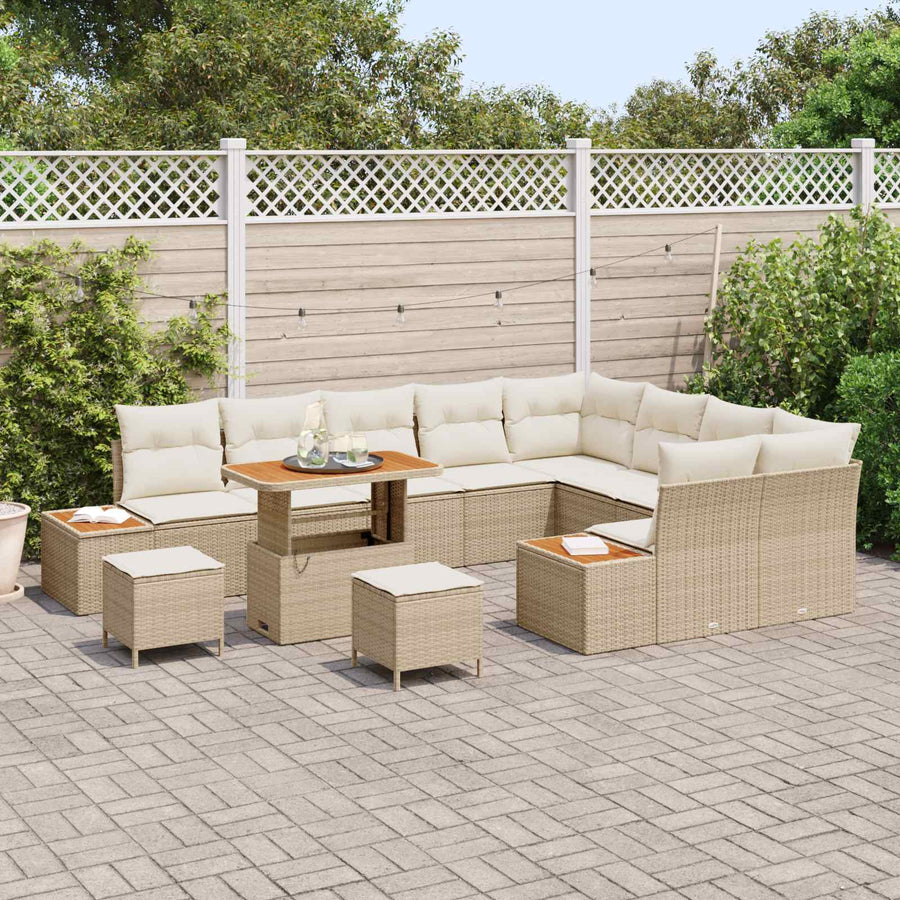 Tuinbankenset met kussen 12 pcs Beige en Crème