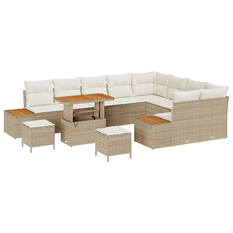 Tuinbankenset met kussen 12 pcs Beige en Crème