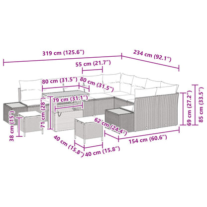 Tuinbankenset met kussen 12 pcs Beige en Crème
