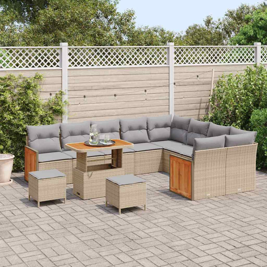 Tuinbankenset met kussen 12 pcs Beige en Licht Grijs