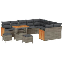 Tuinbankenset 12 pcs Grijs Poly Riet en Poedercoated Staal