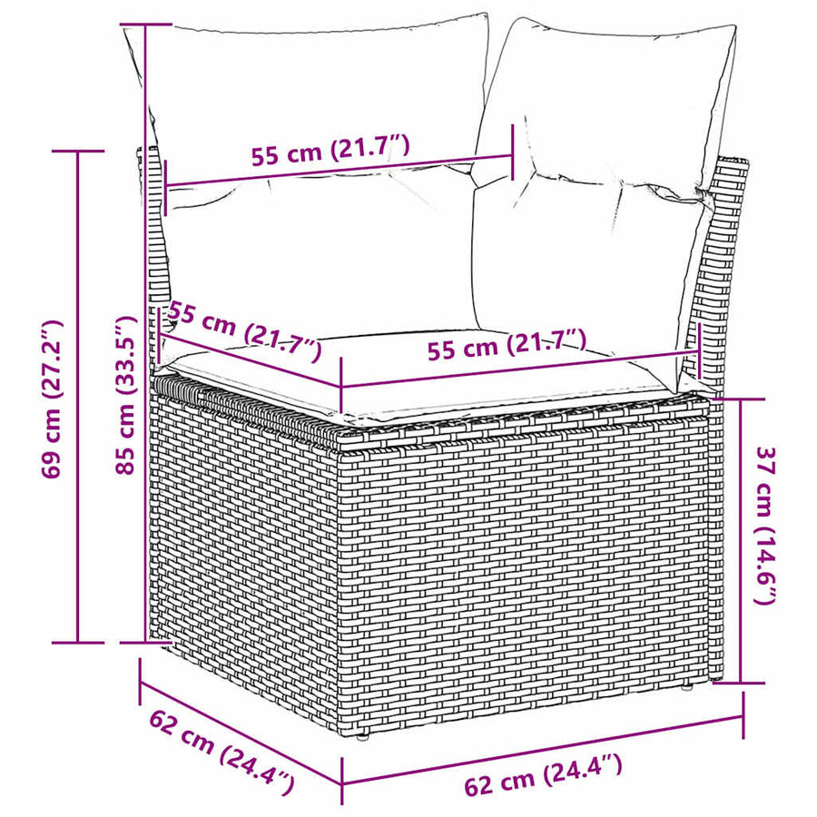 Tuinbankenset met kussen 13 pcs Zwart en Crème
