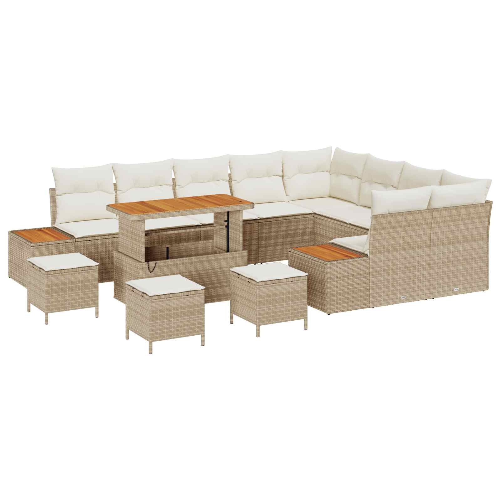 Tuinbankenset met kussen 13 pcs Beige en Crème