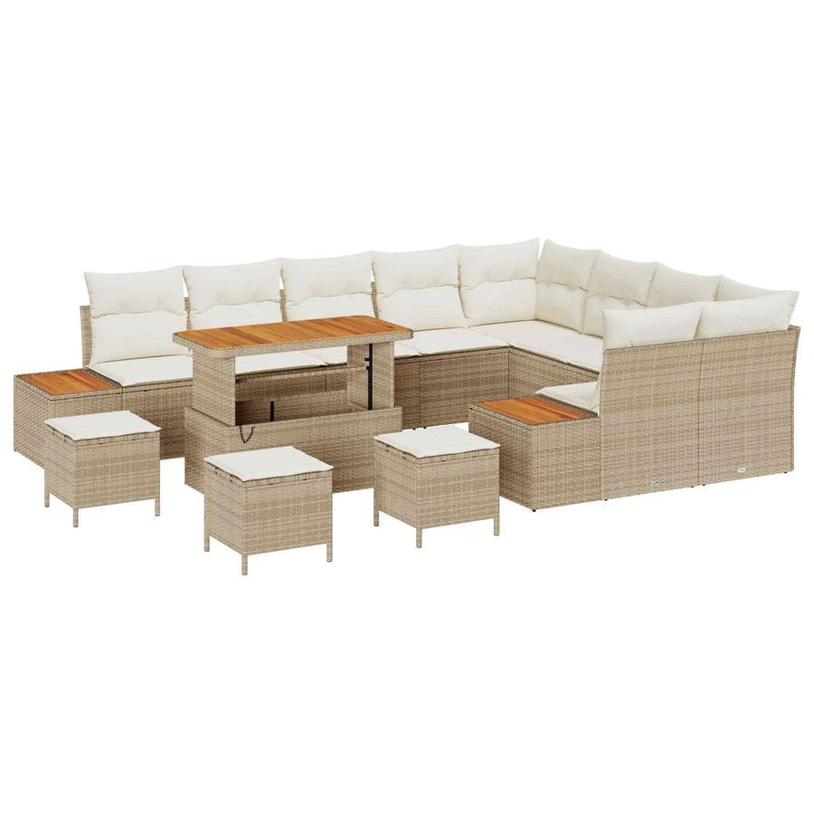 Tuinbankenset met kussen 13 pcs Beige en Crème