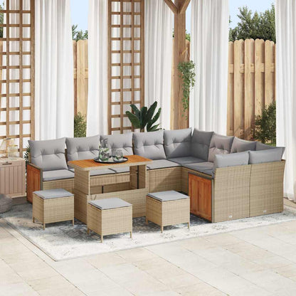 Tuinbankenset met kussen 13 pcs Beige en Licht Grijs