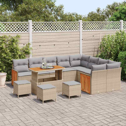 Tuinbankenset met kussen 13 pcs Beige en Licht Grijs