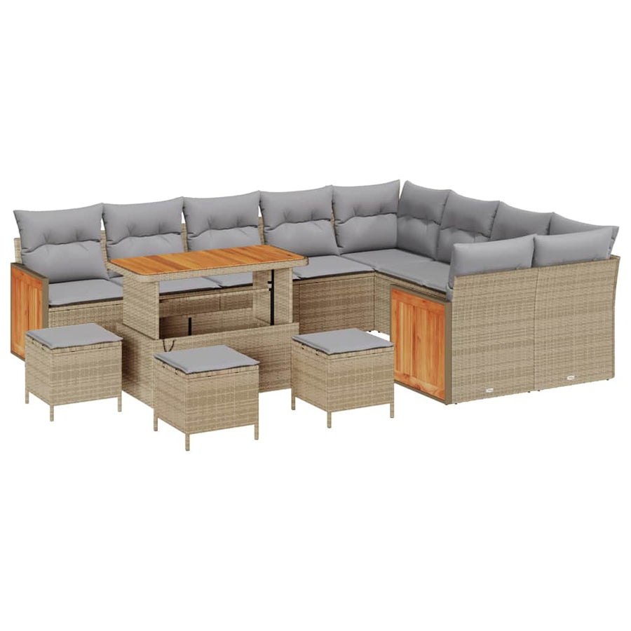 Tuinbankenset met kussen 13 pcs Beige en Licht Grijs