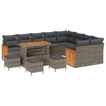 Tuinbankenset 13 pcs Grijs Poly Riet en Poedercoated Staal
