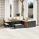 Garden Bench Set with Cushions 13 pcs Black and Cream