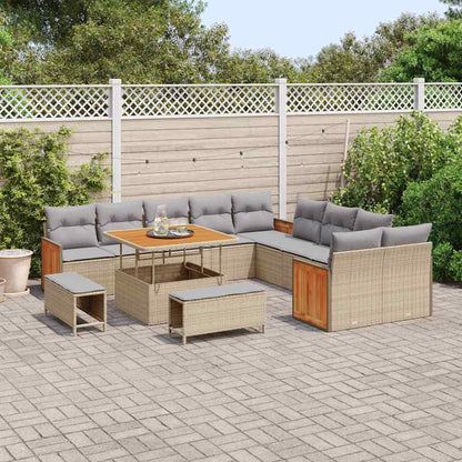 Tuinbankenset met kussen 13 pcs Beige en Licht Grijs