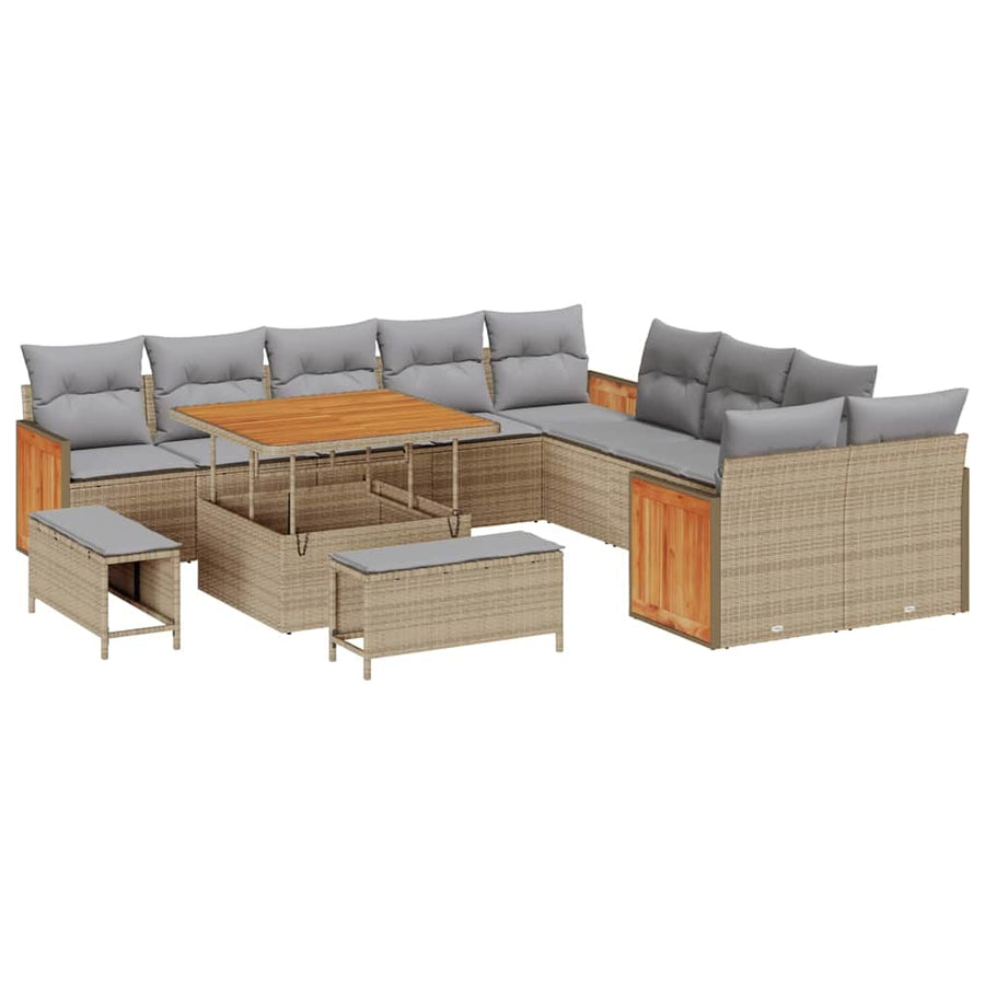 Tuinbankenset met kussen 13 pcs Beige en Licht Grijs