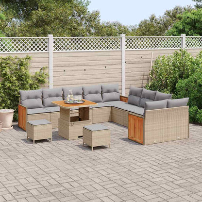 Tuinbankenset met kussen 13 pcs Beige en Licht Grijs