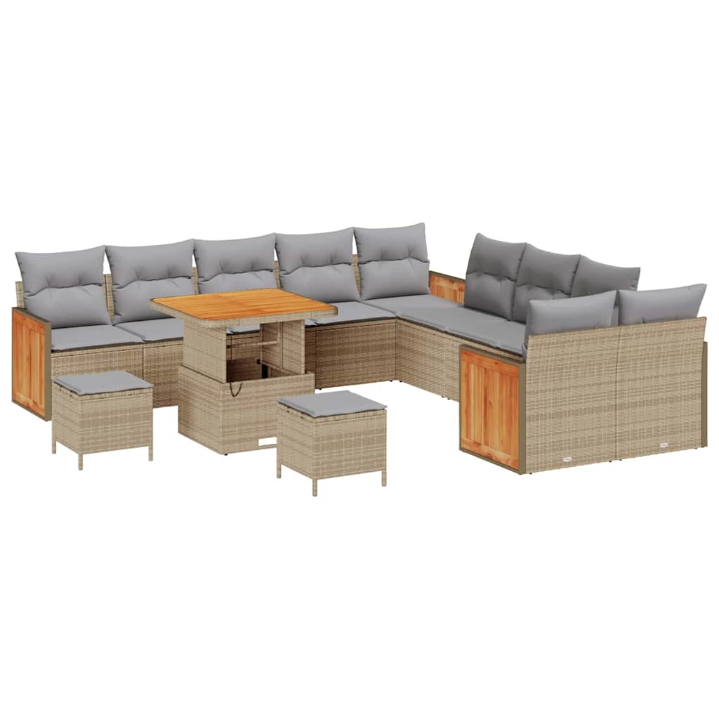 Tuinbankenset met kussen 13 pcs Beige en Licht Grijs
