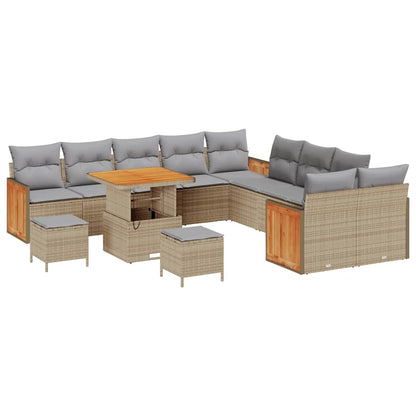 Tuinbankenset met kussen 13 pcs Beige en Licht Grijs