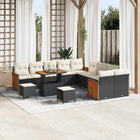Garden bench set with cushions 13 pcs Black and Cream