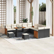 Tuinbankenset 283x289x85 cm poly rattan zwart crème