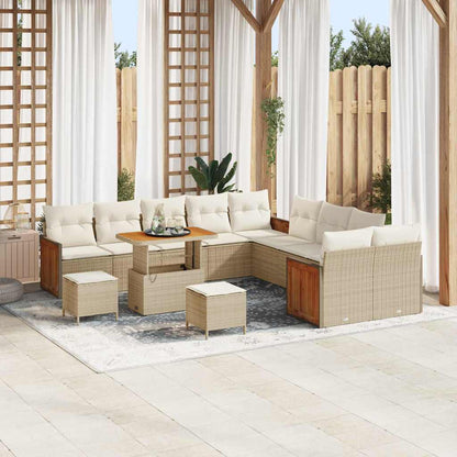 Tuinbankenset met kussen 13 pcs Beige en Crème