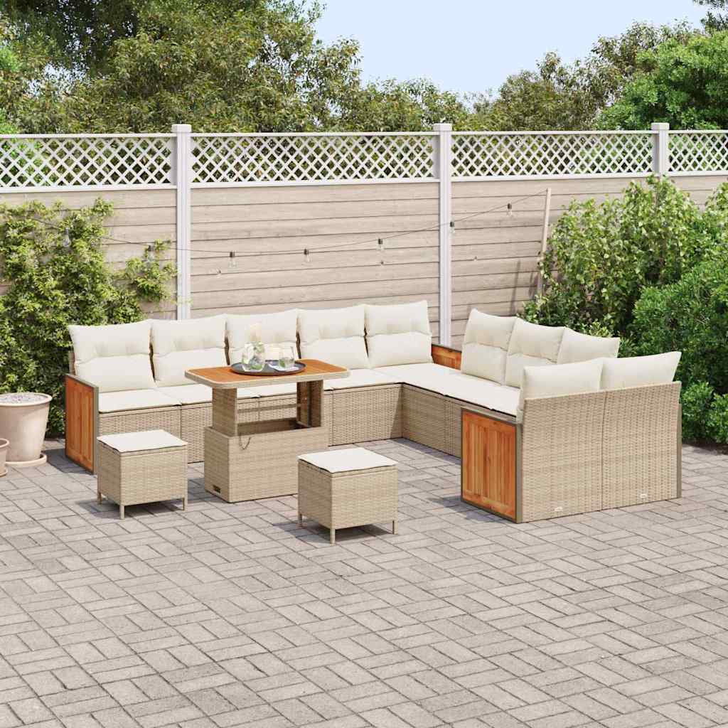 Tuinbankenset met kussen 13 pcs Beige en Crème