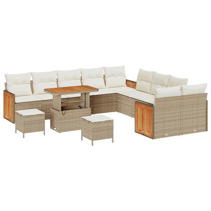 Tuinbankenset met kussen 13 pcs Beige en Crème