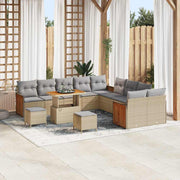 Tuinbankenset poly rattan 13-delig beige lichtgrijs