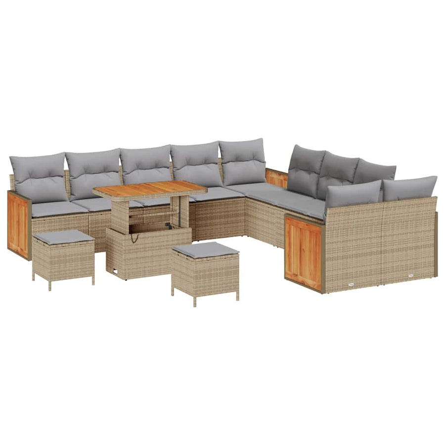 Tuinbankenset met kussen 13 pcs Beige en Licht Grijs
