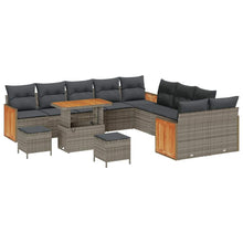 Tuinbankenset 13 pcs Grijs Poly Riet en Poedercoated Staal