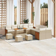 Tuin loungebank set 14-delig poly rattan beige crème