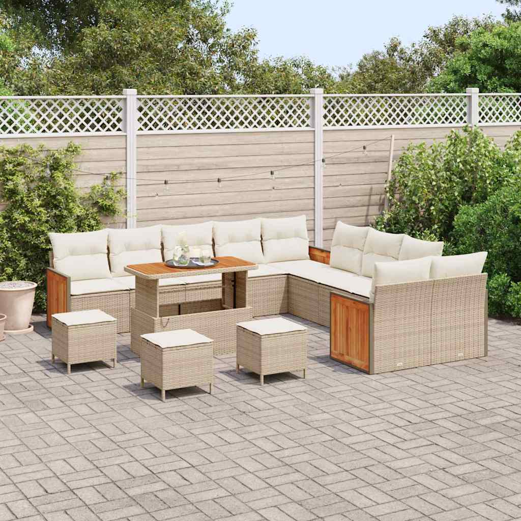 Tuinbankenset met kussen 14 pcs Beige en Crème