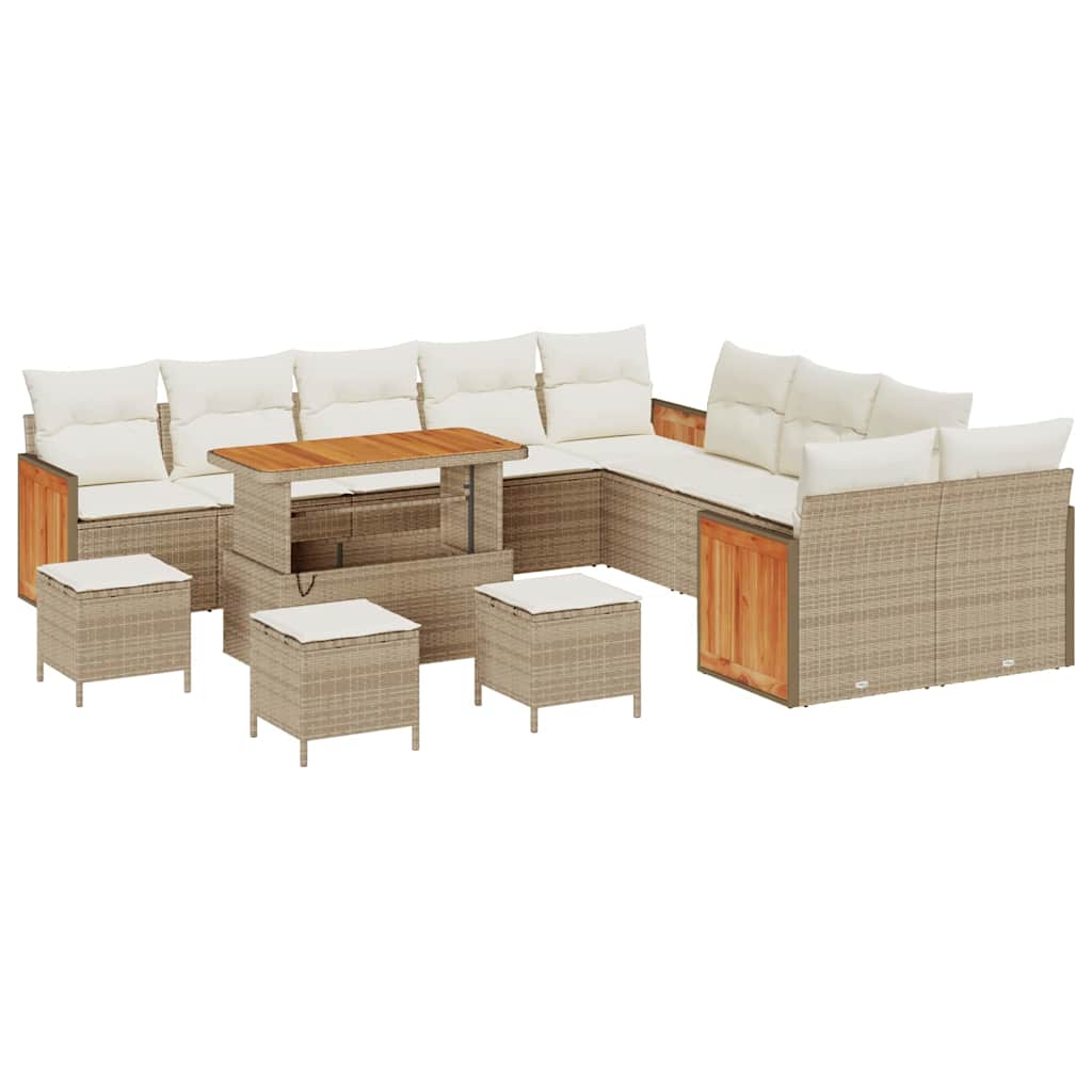 Tuinbankenset met kussen 14 pcs Beige en Crème