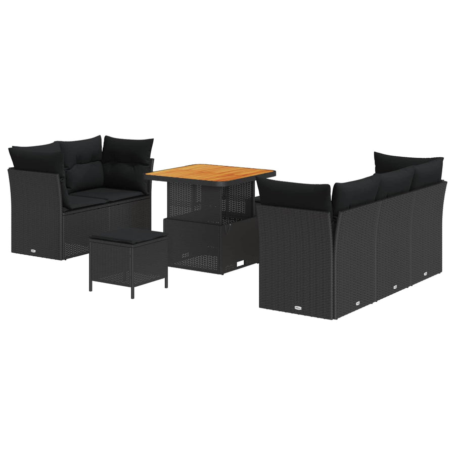 Tuin Sofa Set 8 pcs Zwart Poly riet en gepoedercoat staal